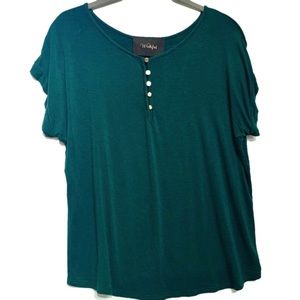 Wishful Emerald Green Gold Button Up Top